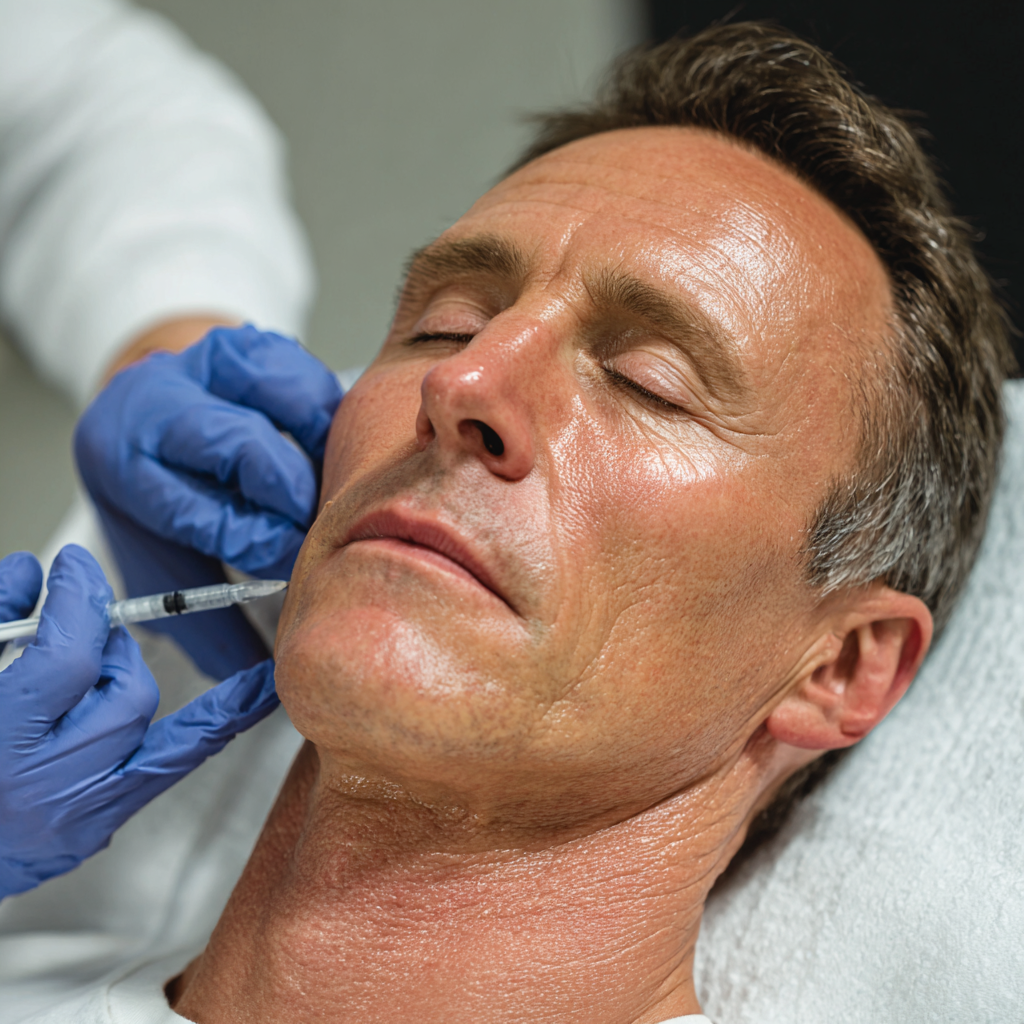 Male getting botox injections